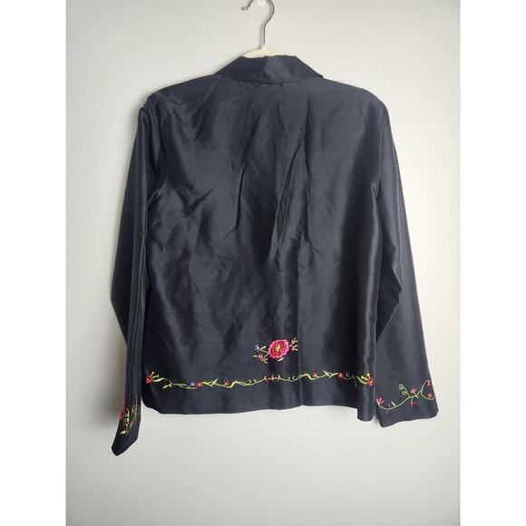 Vtg Coldwater Creek Silk button front embroidered lightweight jacket sz xs boho - Picture 5 of 10